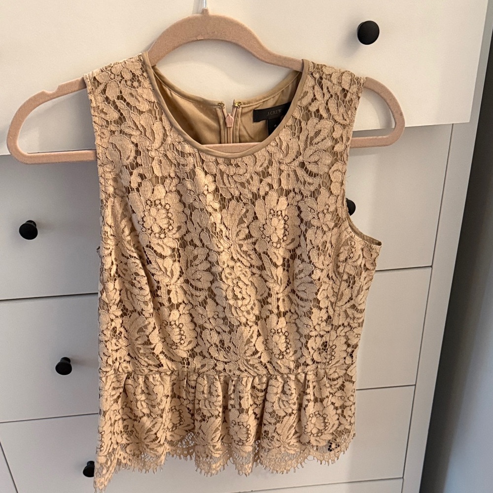 J. Crew Beige Lace Peplum Camisole
